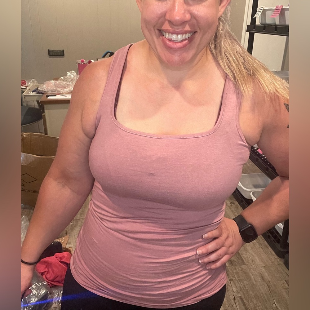 Zenana light rose ruched tank top